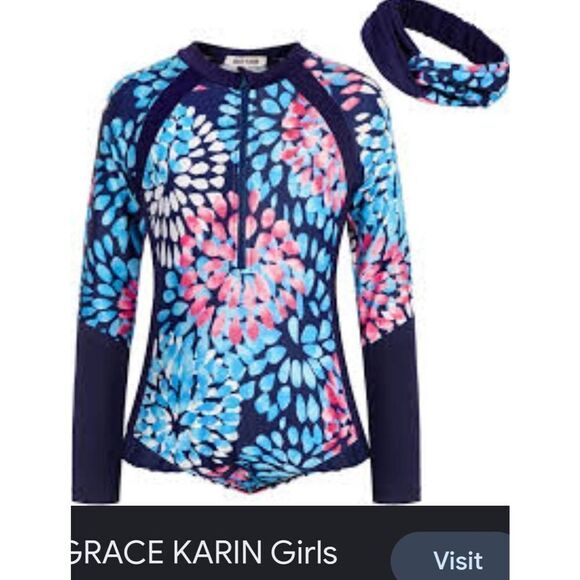 NWT GRACE KARIN GIRLS RASHGUARD - Picture 2 of 3